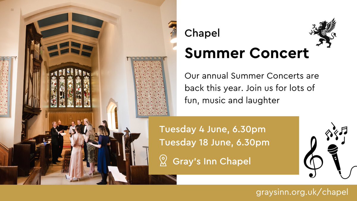 This week sees the first of our two summer concerts in Chapel.
Our first concert features pianist, Paul Wee.

We hope you can join us for supper afterwards in The Bridge Bar 

📍graysinn.org.uk/events/summer-…