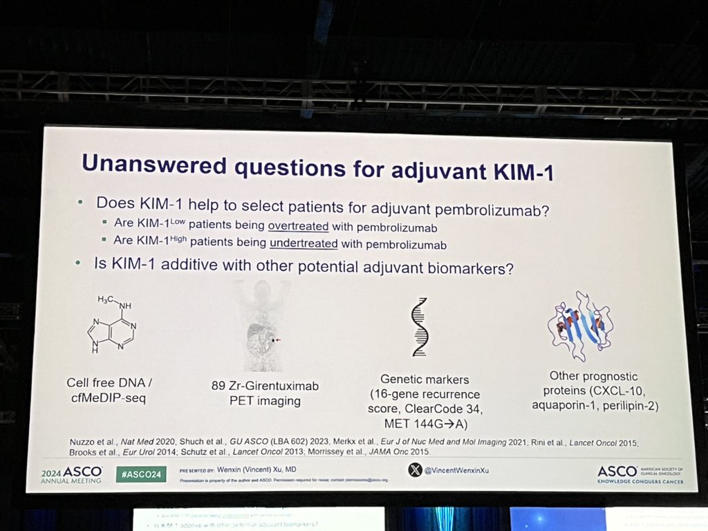 Masterful discussion by <a href="/VincentWenxinXu/">Wenxin (Vincent) Xu</a> of the biomarker data presented, including the KIM-1 data to which he has personally had very important contributions.
<a href="/ASCO/">ASCO</a> #ASCO24