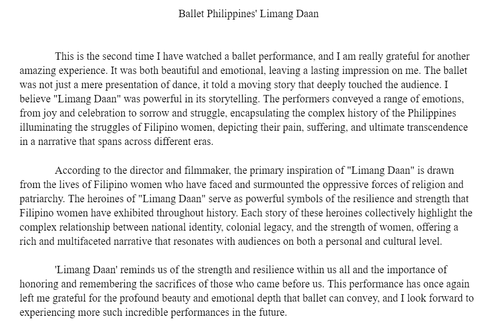 Ryan_layla11's tweet photo. JAZZLE RIZ N. YURAG 
Ballet Philippines' Limang Daan
MARCH 10, 2024   
EVENT 
FEU BAMBOO BAND
@FEUCenterArts https://t.co/1dsrtwxjIc