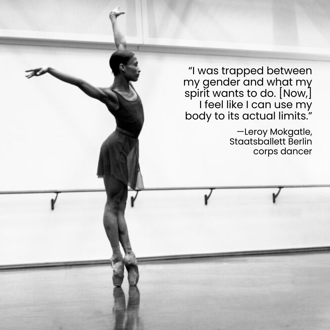 Dance_Magazine's tweet photo. Meet three #nonbinary ballet dancers performing on pointe: https://t.co/Xll2toPeCq
Leroy Mokgatle. Photo by Yan Revazov, courtesy @StaatsballettB.
#pride #nonbinarydancer https://t.co/FnZa2RI9Iw