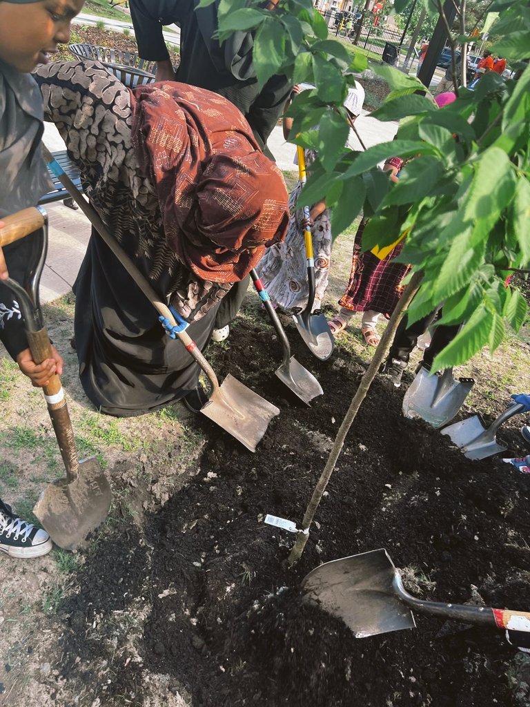Our founder and director, <a href="/fardowsaJama1/">Fardowsa Jama</a> , leads a team of very young people from Awjama Center in the Minnesota in tree planting. This year's Theme being "Tree Planting Is Our Responsibility" . This is a continuation of Awjamas' championship for climate.  #climate #Minnesota .
