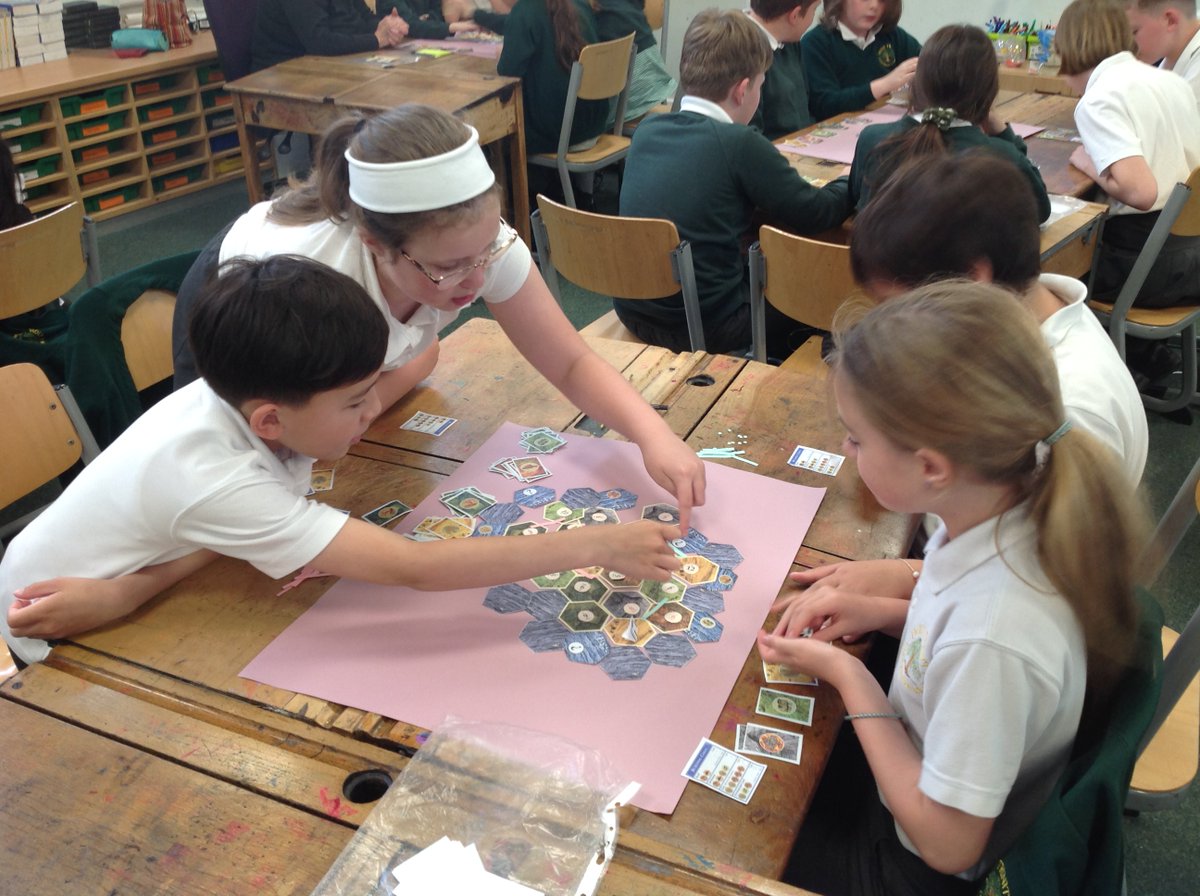 CrocClass's tweet image. How would you decide where to build a settlement?  What resources would you need to do this?  How could you trade to obtain them?  Year 5 enjoyed playing the game of Settlers of Catan in Geography today to explore how they could use trade to help develop settlements. @WillowsCE