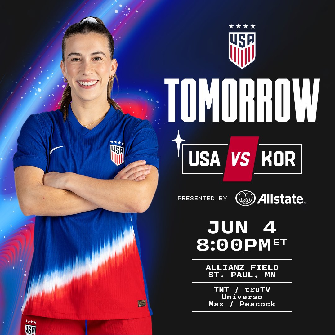We can’t hardly wait for tomorrow in Minnesota! 🇺🇸

#USWNT x <a href="/Allstate/">Allstate</a>