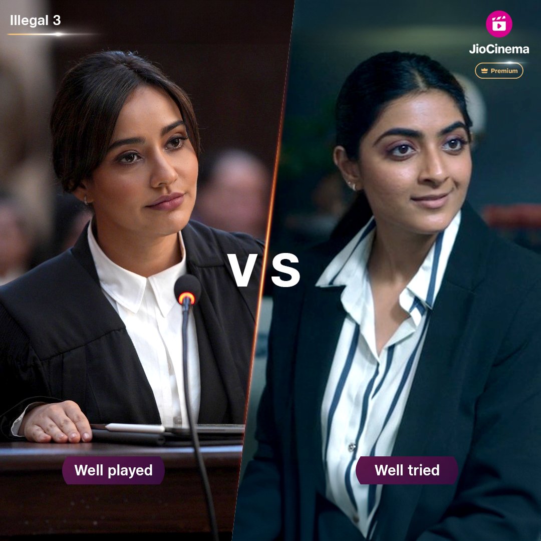 HotstarReality's tweet photo. Courtroom Showdown: Niharika vs. Zoya – who will prevail?

#Illegal3 now streaming, exclusively on JioCinema Premium.

Available in Hindi, Marathi, Tamil, Telugu, Kannada and Bengali

Subscribe to JioCinema Premium at Rs.29 per month.
Exclusive content. Ad-free. Any device. Up to 4K.

@Officialneha @itspiyushmishra
@akshay0beroi #SatyadeepMisra  @neilbhoopalam @AsheemaVardaan @theanshumanm @dubeyira @kaur_achint @kritivij @samarmumbaikhan #AdityaPittie @juggernaut_in10 #VivianSahi  #RadhikaAnand @sudnigga @bharatmisr @manuchobe #JioCinema

#Illegal3OnJioCinema #JioCinemaPremium #Illegal