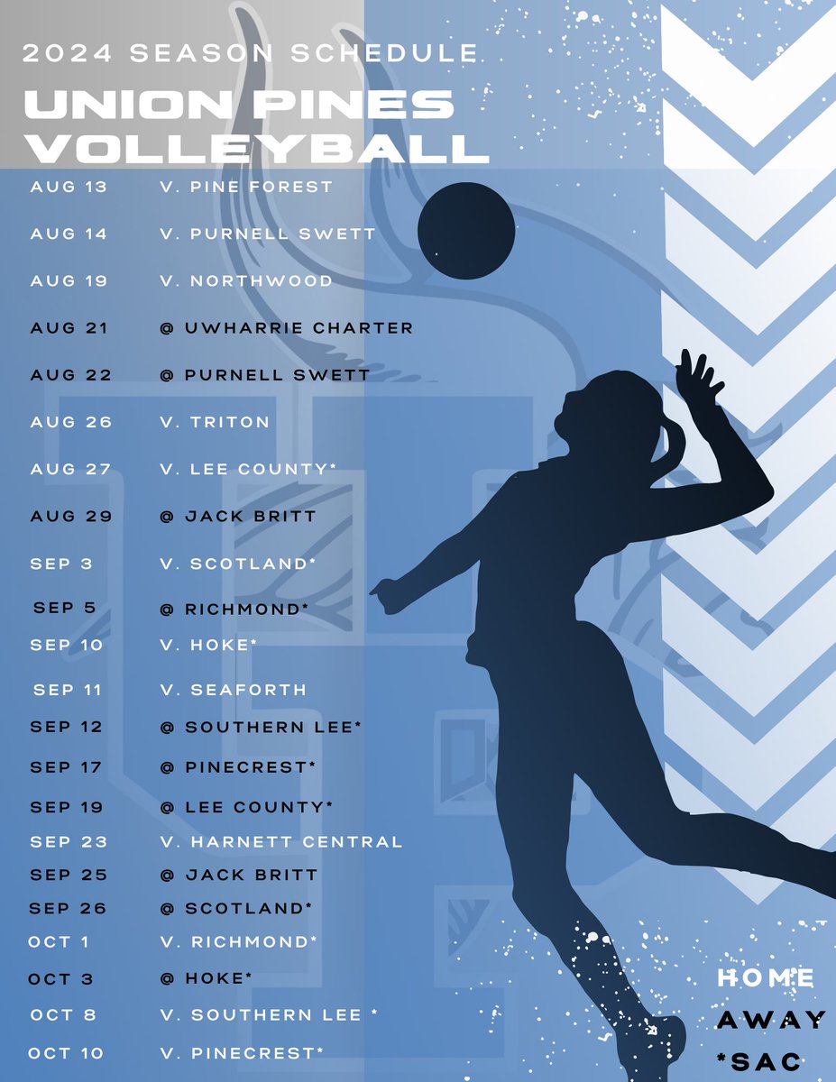 UPVBALL's tweet image. ✨ITS TIME✨ 

Presenting the 2024 Union Pines Volleyball Schedule! Be sure to mark down these dates to catch your Lady Vikings in action this upcoming season! #vikingTOUGH #riseUP #anteUP #BIBB