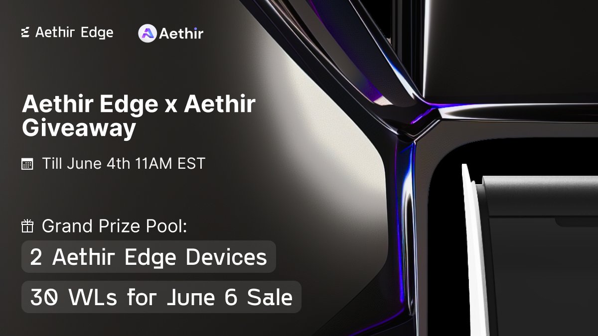 AethirEdge's tweet photo. 💥 Aethir Edge x @AethirCloud 24-HOUR GIVEAWAY NOW LIVE 💥

Want early access to the June 6th Aethir Edge sale? 🤔 

Better yet, want to win a free Aethir Edge Device? 👀 

We’re giving away 2x Edge Devices AND 30x WL spots for the upcoming June 6th public sale! Giveaway ends on June 4th 11AM EST. 🎁 

Now, hurry up and go to @QuestN_com now to be in it to win it! 😎 
https://t.co/fqy1qzE112