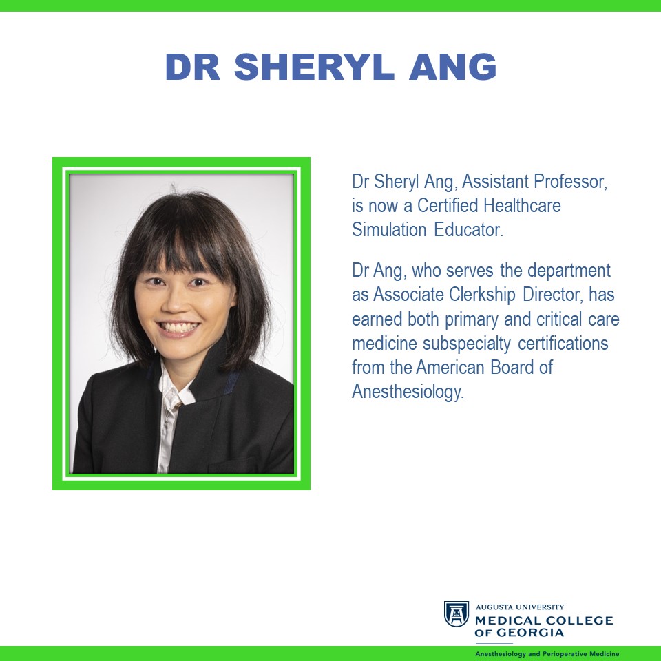 MCGanesthesia's tweet image. Congratulations to Dr Sheryl Ang who is now a Certified Healthcare Simulation Educator. #anesthesiology #anesthesia #simulationeducation @MCG_AUG @AUG_University