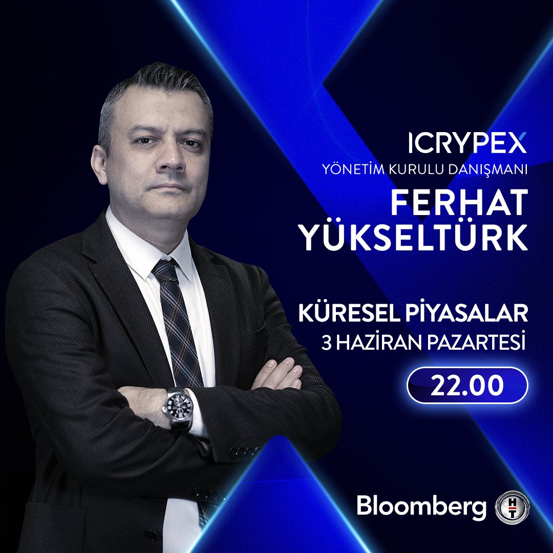 IcrypexTr's tweet photo. ICRYPEX Yönetim Kurulu Danışmanı Ferhat Yükseltürk, bugün saat 22.00’de Murat Caner'in sunduğu "Bloomberg HT Küresel Piyasalar" canlı yayınına konuk olarak güncel ekonomik gelişmeler hakkında değerlendirmelerde bulunacak!      

⏰ 22.00 
🔴 https://t.co/gZXXhUsYhC https://t.co/b4qa2LaaiZ