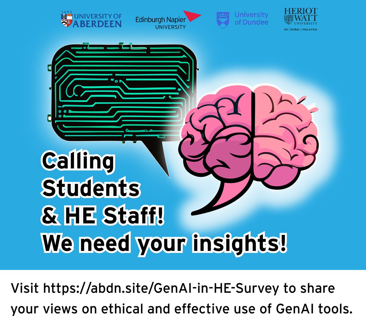 Calling all students! 📢 Help us understand your perspectives on the use of GenAI tools by taking our short survey. Your feedback is crucial for promoting ethical and effective use of GenAI tools. Visit abdn.site/GenAI-in-HE-Su… to take part.
<a href="/napierstudents/">ENSA</a> <a href="/EdinburghNapier/">Edinburgh Napier University</a>