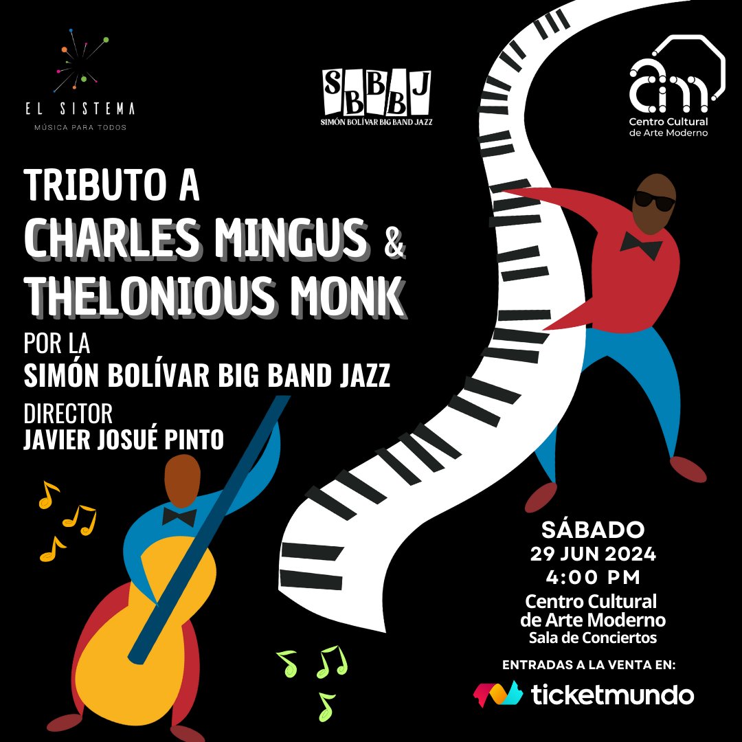 El sábado 29 de junio, nuestra gran banda de jazz ofrecerá un concierto, bajo la dirección de Javier Josué Pinto, en tributo a grandes músicos de este género: Charles Mingus y Thelonious Monk.

#ConciertoEnCaracas