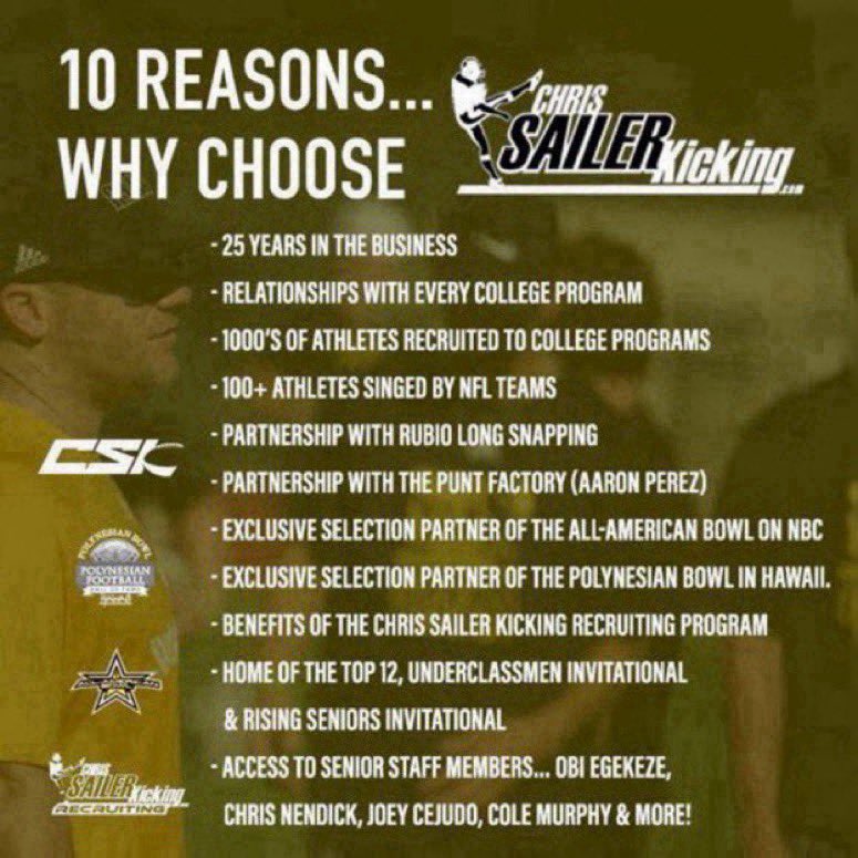 <a href="/jxselopez/">Jose Lopez 2025 K/P</a> This is Chris Sailer. I wanted to invite you to train &amp; get nationally ranked with Chris Sailer Kicking. Here is our upcoming schedule. DM me anytime!