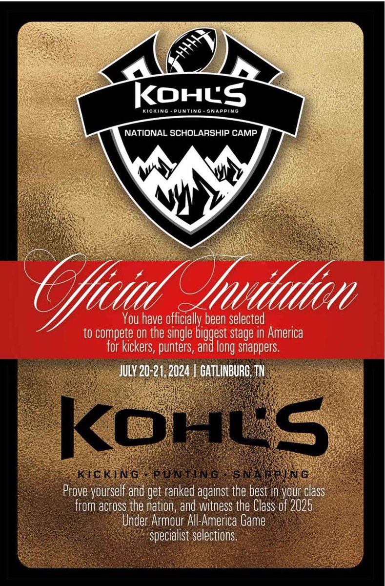 got the invite ✅  <a href="/UHSTitansFB/">UHS Titans Football</a> <a href="/4thDownU/">4th Down University™️</a> <a href="/KohlsKicking/">Kohl's Kicking Camps</a>