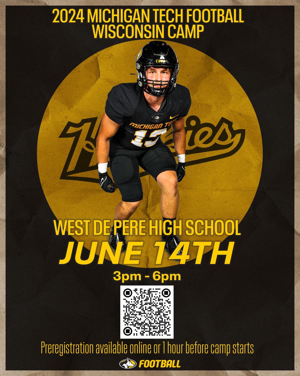 Bryan Thomas (@coachthomas90) on Twitter photo First Satellite camp this Saturday June 8th at 10am at Walled Lake Western HS, MI!
Then next Friday June 14th at 3pm at West De Pere HS, WI!
Get developed and recruited by our <a href="/MTUFB/">Michigan Tech Football</a> staff!
Still time to sign up!
docs.google.com/forms/d/1HfAD4… First Satellite camp this Saturday June 8th at 10am at Walled Lake Western HS, MI!
Then next Friday June 14th at 3pm at West De Pere HS, WI!
Get developed and recruited by our <a href="/MTUFB/">Michigan Tech Football</a> staff!
Still time to sign up!
docs.google.com/forms/d/1HfAD4…
