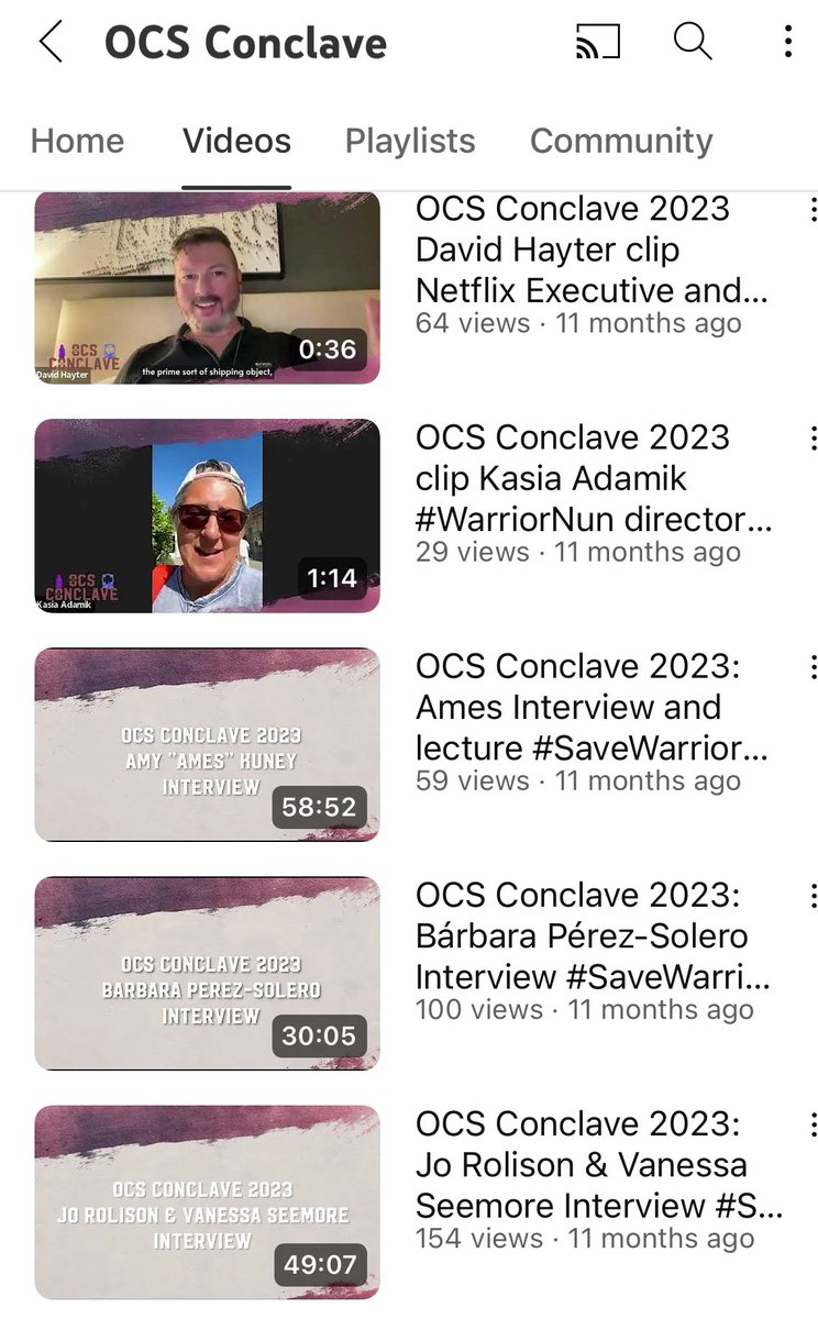 Today marks the one year anniversary of the #WarriorNun online fandom convention OCS Conclave. All the interviews from the event can be viewed here: youtube.com/@ocsconclave