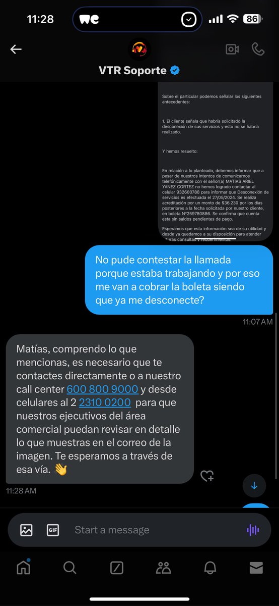 Ahora me piden que yo los llame? Se pasan <a href="/VTRsoporte/">VTR Soporte</a> <a href="/VTRChile/">VTRChile</a>