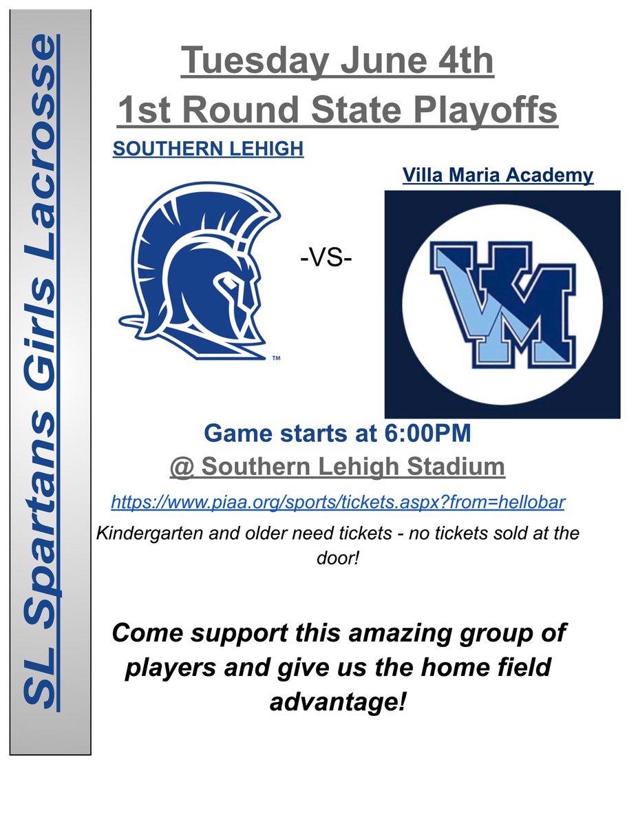 SolehiSpartans's tweet photo. It's not every day that there are 2 state playoff games happening on campus on the same day!  See below for more information regarding the Boys Volleyball &amp; Girls Lacrosse games for 6/4/24 at 6pm!  It's a great day to be a Spartan! @SLHSspartans @SlmsSpartans @SoLehighSD https://t.co/Rlfgrv3QNX
