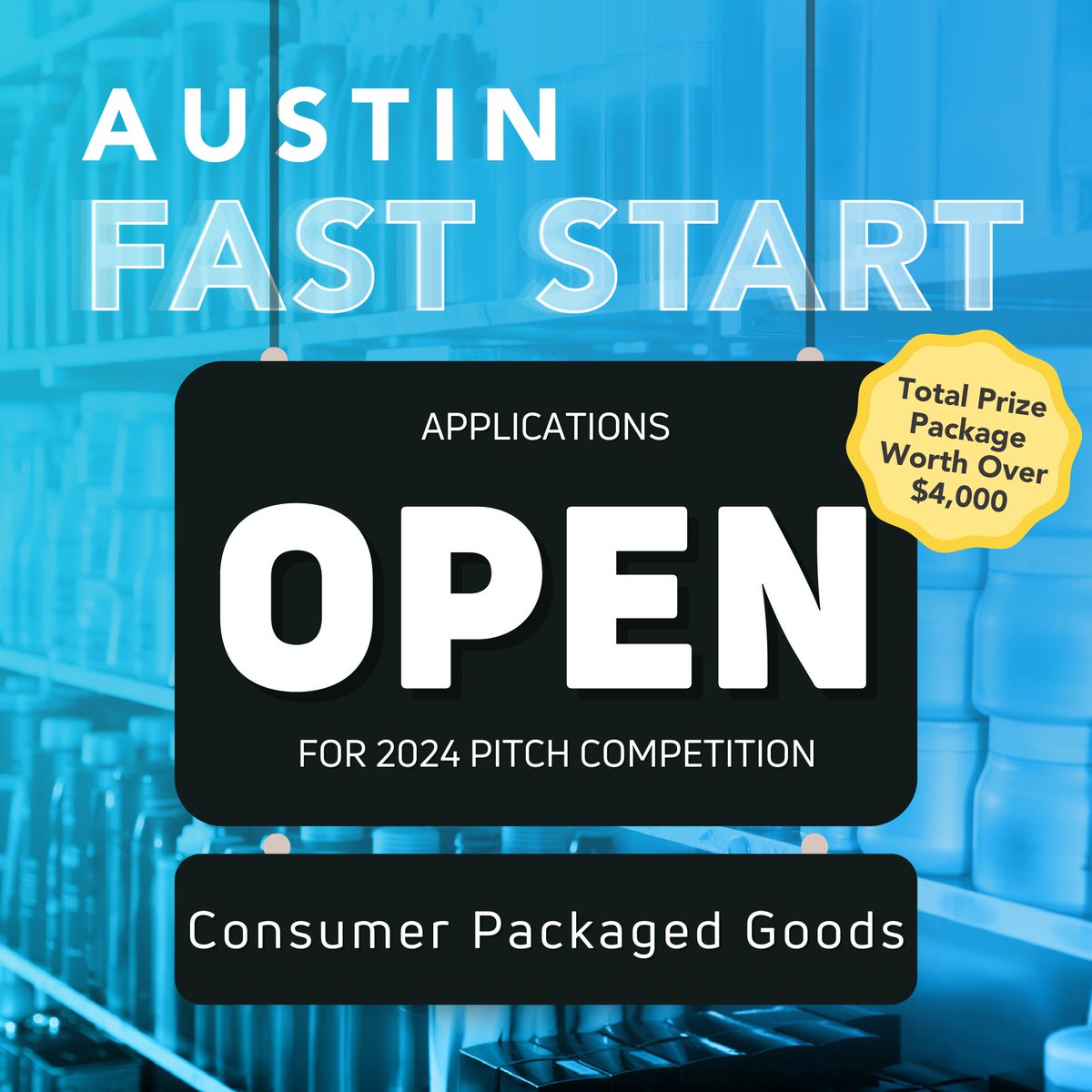 Have the next big Consumer Packaged Goods idea or startup? Apply for a chance to win $2,500 cash (plus more in prizes) at the Austin Fast Start Pitch Competition! Deadline to apply is TODAY. austinyc.org/austin-fast-st…