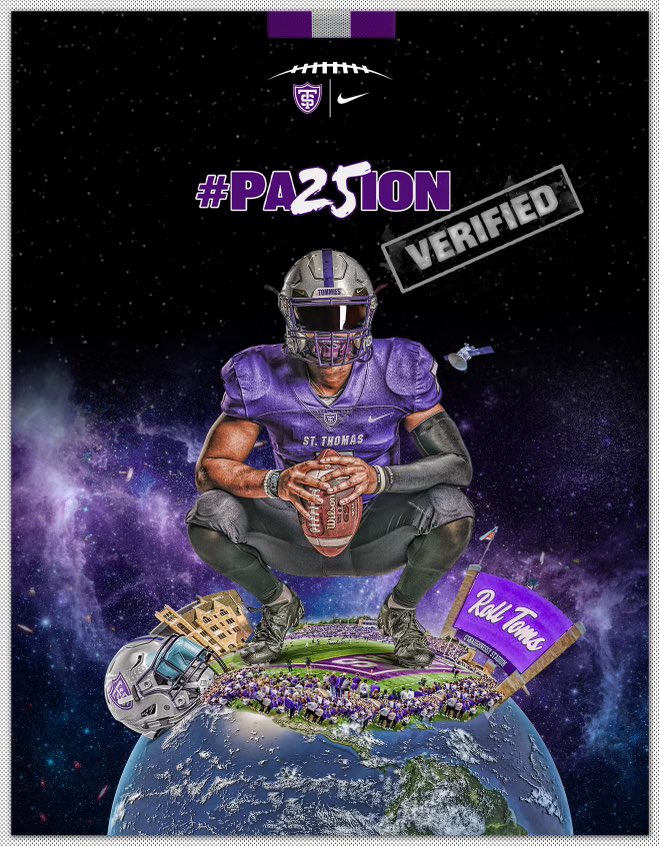#AGTG I am blessed to say that I have received my first division 1 offer from <a href="/UST_Football/">St. Thomas Football</a>!! Thank you to @kuchinski8 and <a href="/Coach_Caruso/">Coach Glenn Caruso</a> for believing in me and the opportunity!! #RollToms 💜🤍

<a href="/TonkaFB/">Minnetonka Football</a> <a href="/RecruitTonkaFB/">Minnetonka FB Recruiting</a> <a href="/PrepRedzoneMN/">Prep Redzone Minnesota</a> <a href="/AllenTrieu/">Allen Trieu</a> <a href="/_AyoTravieee/">D.Trav</a> <a href="/TNTACADEMY1/">TNTACADEMYSP</a>