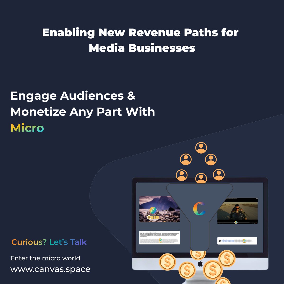 🚀 Unlock new revenue streams in media with Canvas Space! 🌐

🔍 Monetize micro-content and captivate audiences like never before.

🔗 Dive into the micro world—visit canvas.space to learn more!

#CanvasSpace #Mediatech #MicroMonetization #MediaInnovation