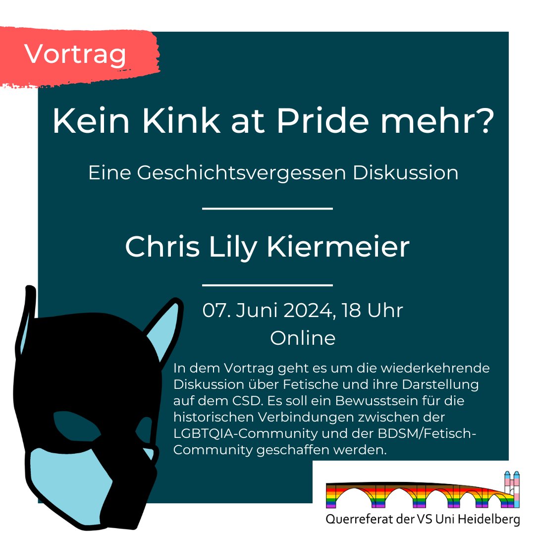 Meine Cuties,

ich möchte eure Aufmerksamkeit auf den kommenden Vortrag lenken. Es um die wiederkehrende Diskussion über Fetische und ihre Darstellung auf dem #CSD. ⬇️

#heidelberg #queer #LGBTQIA #vortrag #kink #fetisch #bdsm #pride #pridemonth #pride #happypride