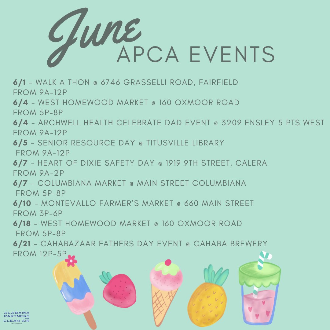 ALCleanAir's tweet image. Come out and see us at one of our events this month!