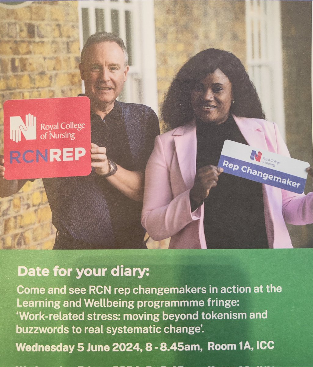 Francis Lavery (@francislavery) on Twitter photo Date for your Diary at the Learning and Wellbeing Programme fringe: Work- related stress Wed 5th June, 8-8:45am Room 1A, ICC,Newport
<a href="/RCNActivism/">RCNActivism</a> <a href="/RCN_NI/">RCN Northern Ireland</a> <a href="/theRCN/">The RCN</a> #RCNCongress2024 Date for your Diary at the Learning and Wellbeing Programme fringe: Work- related stress Wed 5th June, 8-8:45am Room 1A, ICC,Newport
<a href="/RCNActivism/">RCNActivism</a> <a href="/RCN_NI/">RCN Northern Ireland</a> <a href="/theRCN/">The RCN</a> #RCNCongress2024