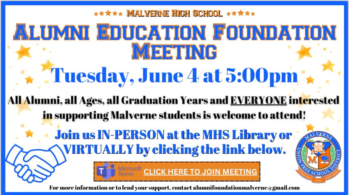 All are welcome!!! @MalverneUFSD #gomules #excellenceonpurpose