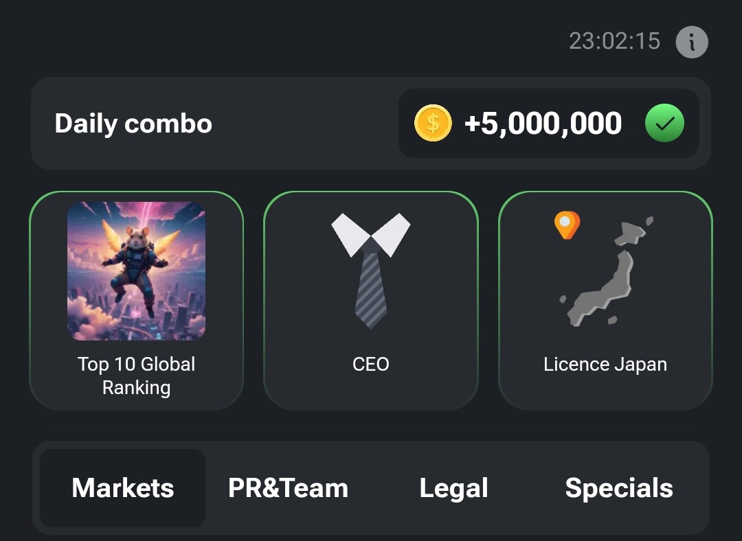 0xJoshyy's tweet photo. Today's Hamster 🐹 Kombat combo.

New to Hamster? Join us here: https://t.co/DeUfr1fNlf https://t.co/wb1Bohx8Pm