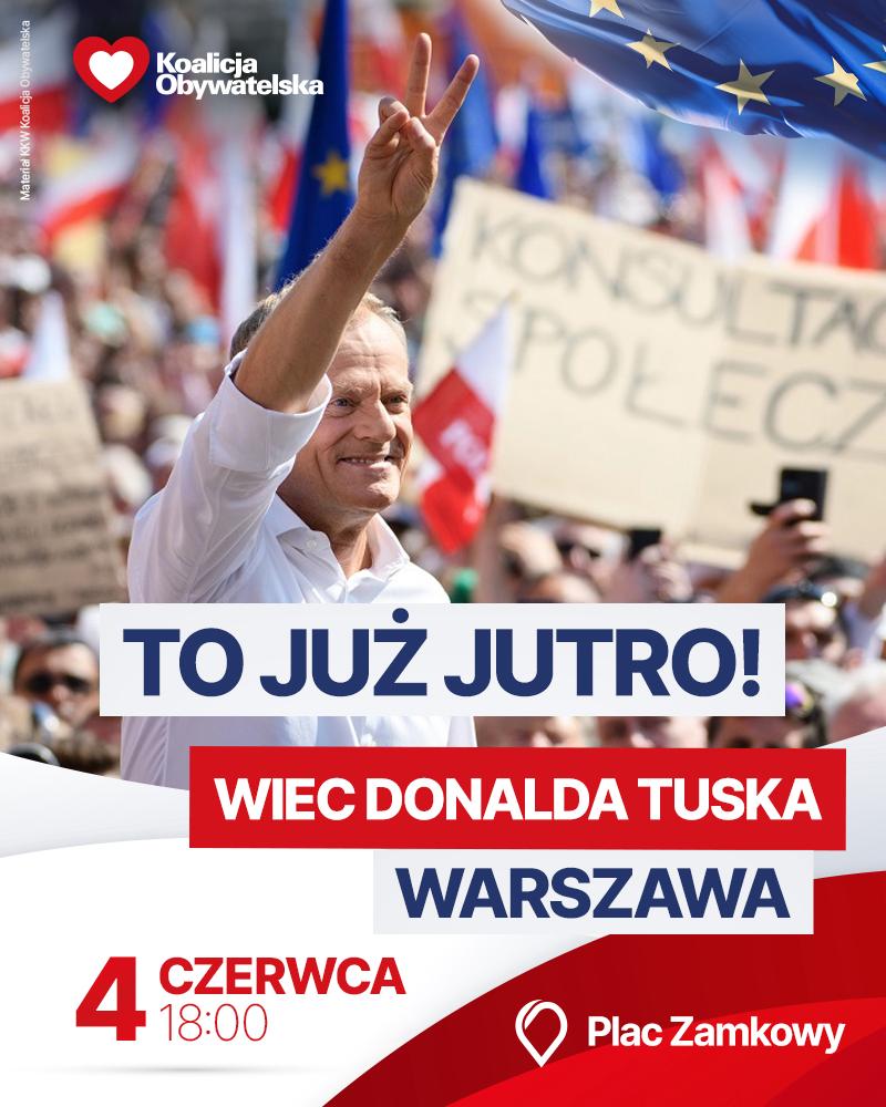 Już jutro o 18 widzimy się na Placu Zamkowym w Warszawie! 🇵🇱✌🏻🇪🇺