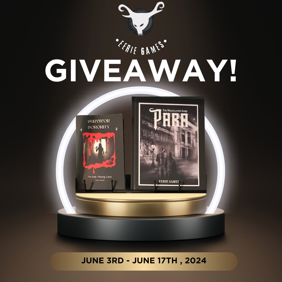 EerieGamesDev's tweet photo. Exciting news! 🎉 To celebrate the launch of Survivor Sorority, our new tarot-based TTRPG, on Backerkit on June 18th, we're giving a copy to one lucky winner! And that's not all 👀 We're also giving a second winner a copy of Para, our original tarot-based TTRPG that was successfully funded earlier this year!  Link in Bio!