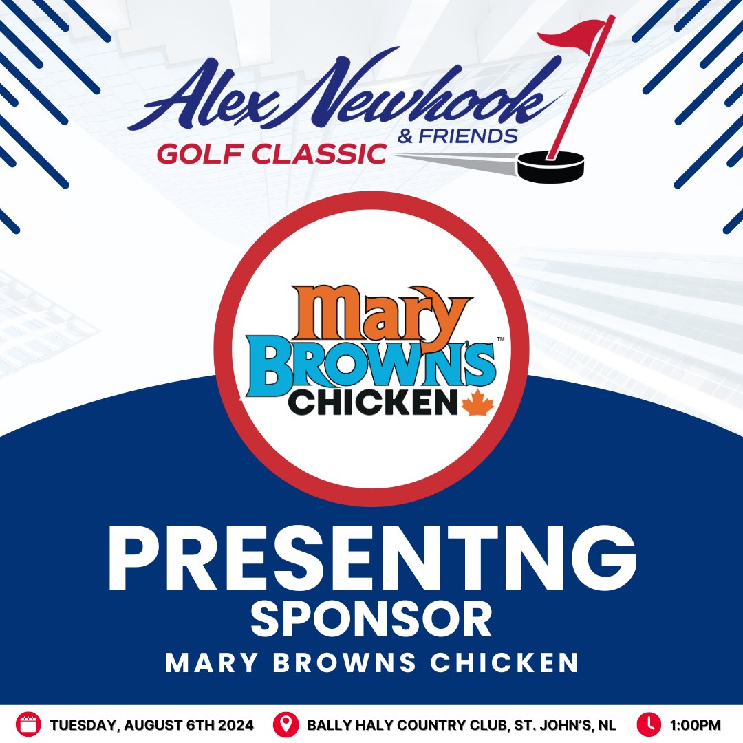 Alex Newhook Golf Classic (@angolfclassic) on Twitter photo Alex Newhook & Friends Golf Classic is proud to announce Mary Browns as its Presenting Sponsor for the inaugural event happening Tuesday, August 6th 2024!
<a href="/MaryBrowns/">Mary Brown's</a> <a href="/AlexNewhook_/">Alex Newhook</a> Alex Newhook & Friends Golf Classic is proud to announce Mary Browns as its Presenting Sponsor for the inaugural event happening Tuesday, August 6th 2024!
<a href="/MaryBrowns/">Mary Brown's</a> <a href="/AlexNewhook_/">Alex Newhook</a>