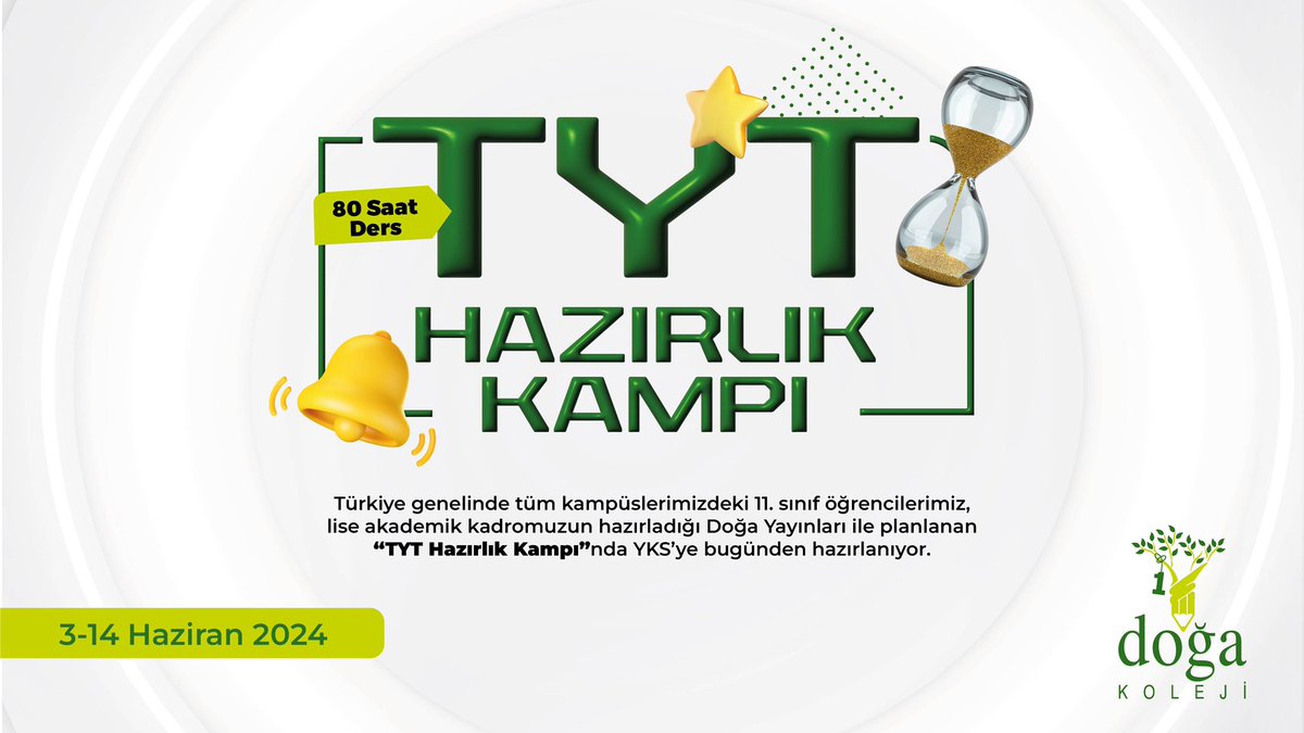 Türkiye genelinde tüm kampüslerimizdeki 11. sınıf öğrencilerimiz lise akademik kadromuzun hazırladığı Doğa Yayınları ile planlanan “TYT Hazırlık Kampı’nda” 2025 YKS’ye bugünden hazırlanıyor.