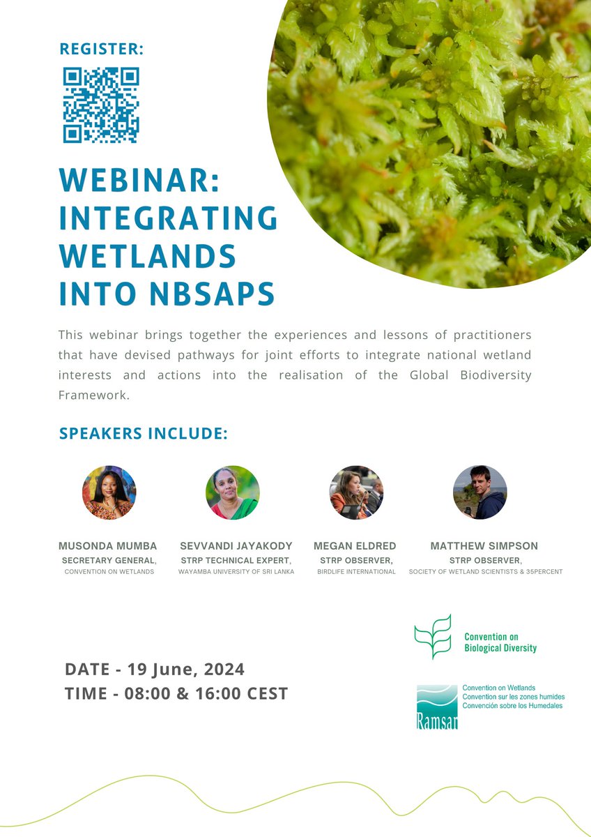 Are you developing a National Biodiversity Strategy and Action Plan (NBSAP)? Please register for this webinar to learn how to include wetlands in delivering the ⁦<a href="/UNBiodiversity/">UN Biodiversity</a>⁩ Global Biodiversity Framework Targets. ⁦<a href="/RamsarConv/">Convention on Wetlands</a>⁩ ⁦<a href="/WetlandsInt/">Wetlands International</a>⁩
