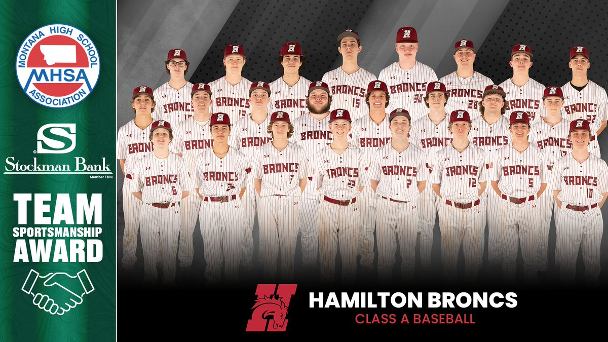 The 2024 Stockman Bank Team Sportsmanship Award for MHSA Boys State Baseball is presented to:

The Hamilton Broncs

#MHSA #MHSasports #Sportsmanship