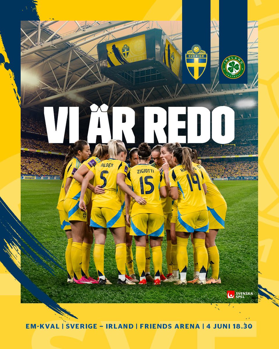 𝐕𝐢 𝐚̈𝐫 𝐫𝐞𝐝𝐨 - är ni? 🔥 🇸🇪 Sverige - Irland 🇮🇪 🏆 EM-kval 🏟️ Friends Arena ⏰ 4 juni 18.30 🎫 bit.ly/3JC1JHU