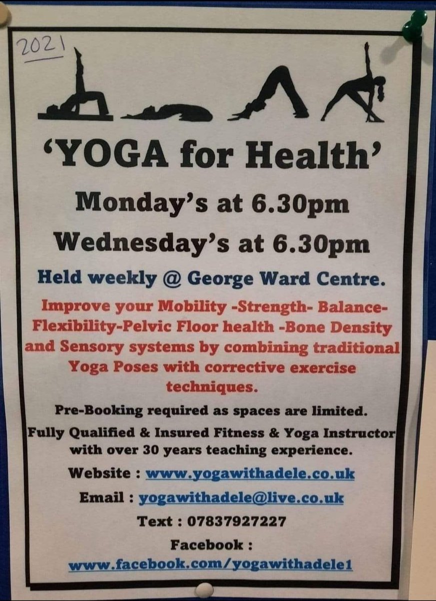 GWCbarwell's tweet photo. 🔊 This evening, here at The George Ward Centre...

🌟 6.15, 7.15pm in the Hall of Friendship:
Clubbercise.

🌟 6.30pm in the Emily Hayden room:
Yoga for Health.

Be part of it! 👍 
#Barwell https://t.co/ZGGbAu6kHo