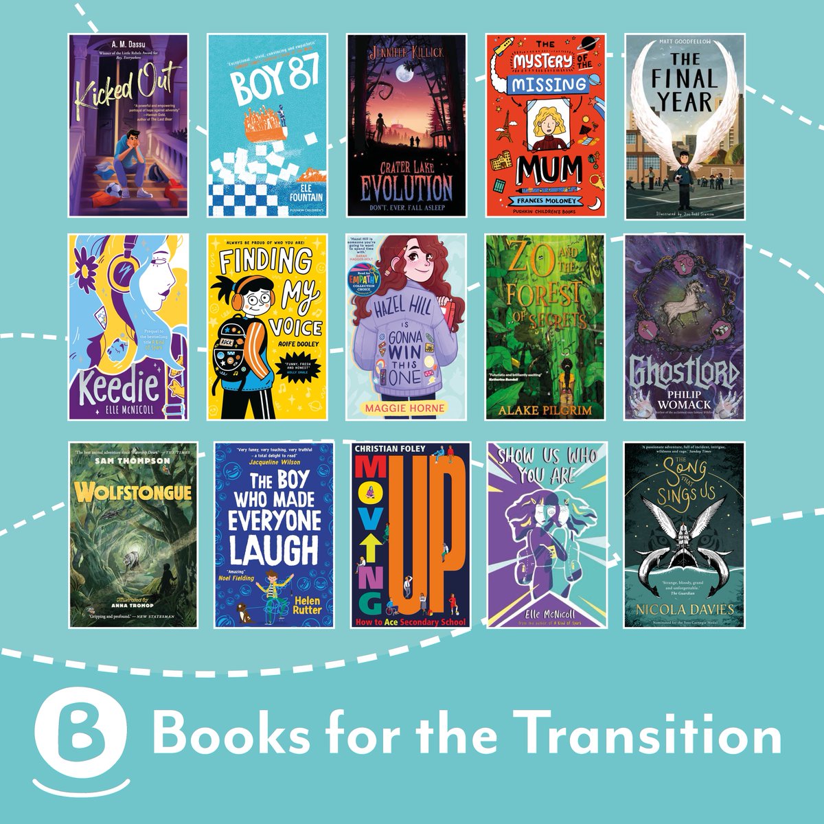bouncemarketing's tweet photo. We are asked a lot for books about transitioning from Primary School to High/Secondary School. It is the perfect time of the year for this as children will be visiting the new schools this term. Here are a selection of books. #ChooseBookshops #askBounce https://t.co/SySWyQirTE