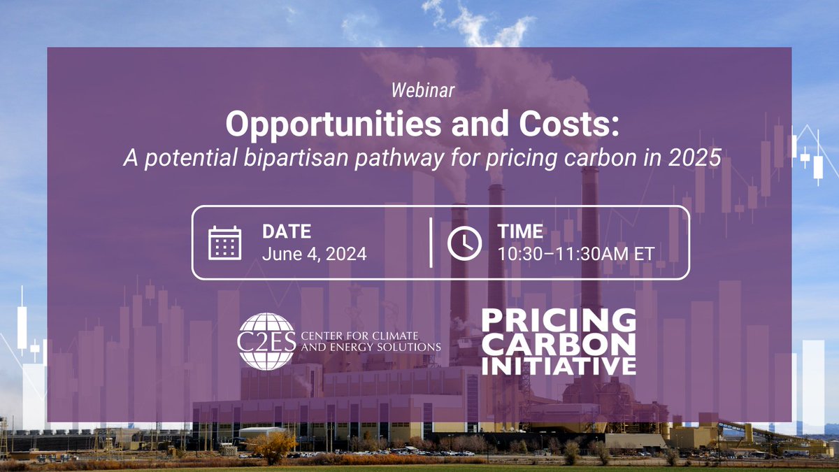 🚨Reminder to register for "Opportunities and Costs," a webinar in partnership with <a href="/pricingcarbon/">PCI</a> on how carbon pricing could help address concerns around the extension of the Trump tax cuts &amp; fiscal deficit. 

REGISTER: bit.ly/4e2x1Wt