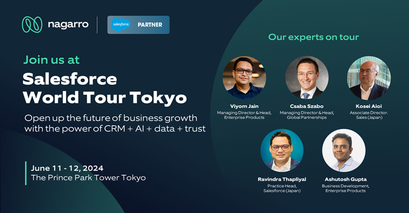 #Nagarro is thrilled to announce its presence at the Salesforce World Tour Tokyo happening on June 11 and June 12 at The Prince Park Tower Tokyo.We would love to connect with you and discuss how Salesforce solutions can elevate your business. Please DM me to connect at the event.