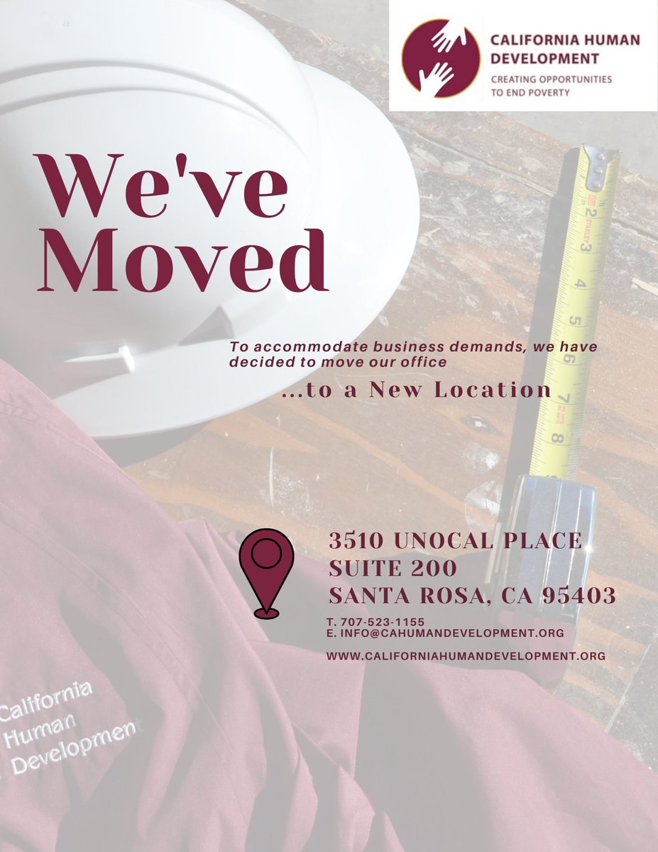 CaHumanDev's tweet photo. Our Central Headquarters in Santa Rosa has moved to 3510 Unocal Place Suite 200, Santa Rosa CA, 95403!

¡Nuestra sede central en Santa Rosa se ha mudado a 3510 Unocal Place Suite 200, Santa Rosa CA, 95403! https://t.co/DXFtrOoEar