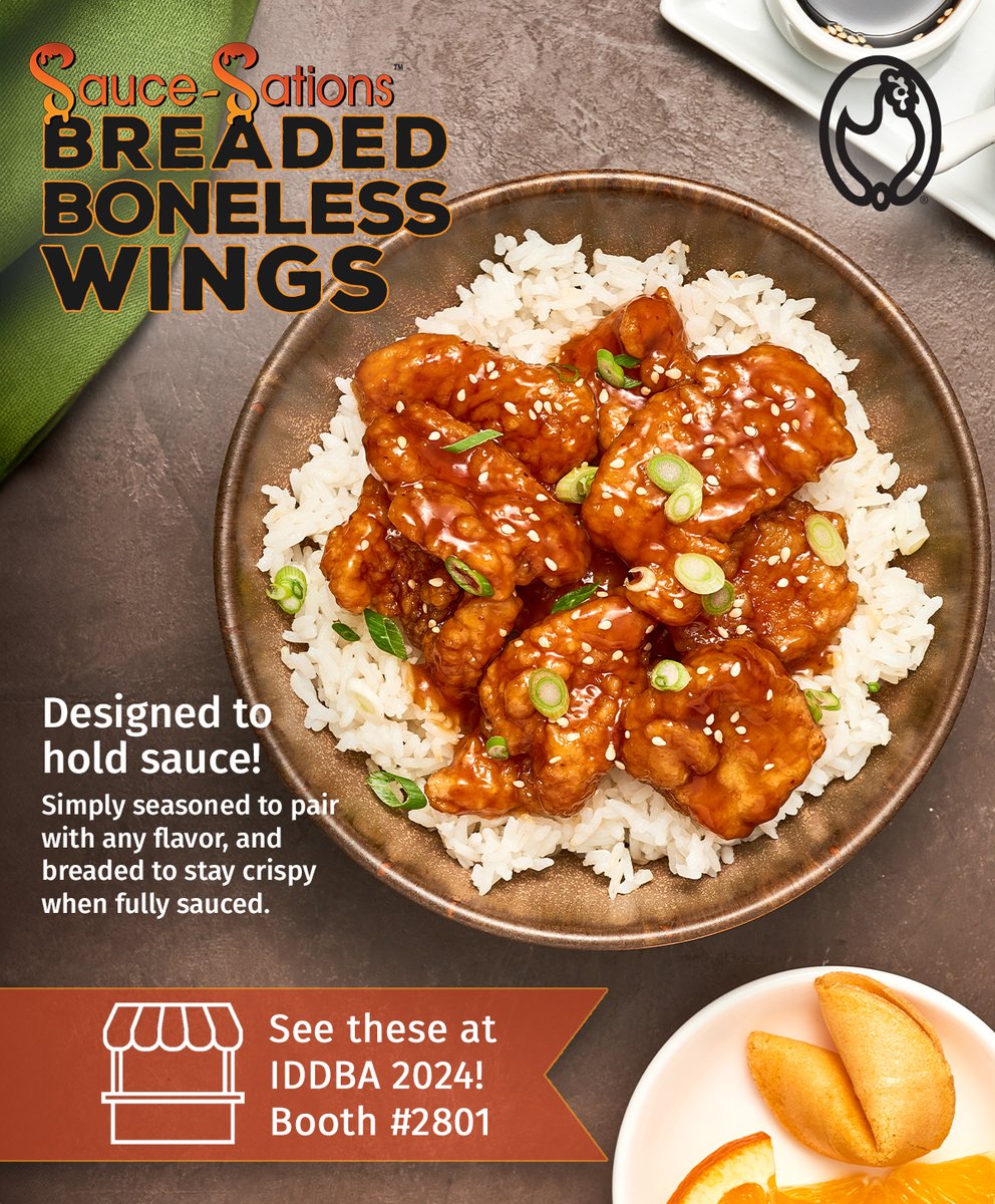 Try our new Sauce-Sations Boneless Wings at IDDBA next week! ow.ly/AFv250RYoVq
#IDDBA2024