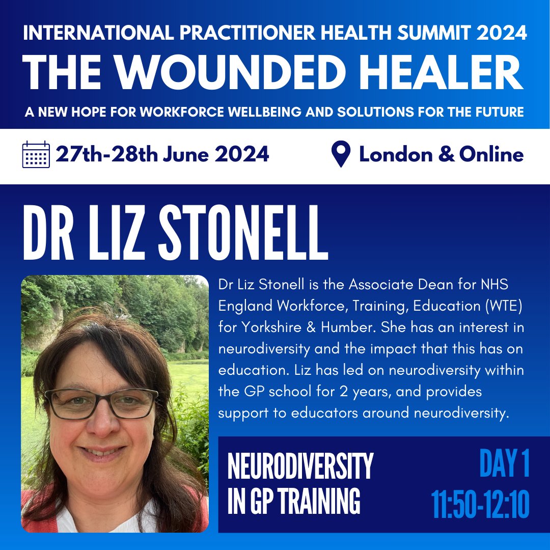 NHS Practitioner Health (@nhsprachealth) on Twitter photo <a href="/LizStonell/">Liz Stonell (she/her)</a> will be discussing neurodiversity in GP training at #WoundedHealer24! Book your place to the summit here: bit.ly/thewoundedheal… <a href="/LizStonell/">Liz Stonell (she/her)</a> will be discussing neurodiversity in GP training at #WoundedHealer24! Book your place to the summit here: bit.ly/thewoundedheal…