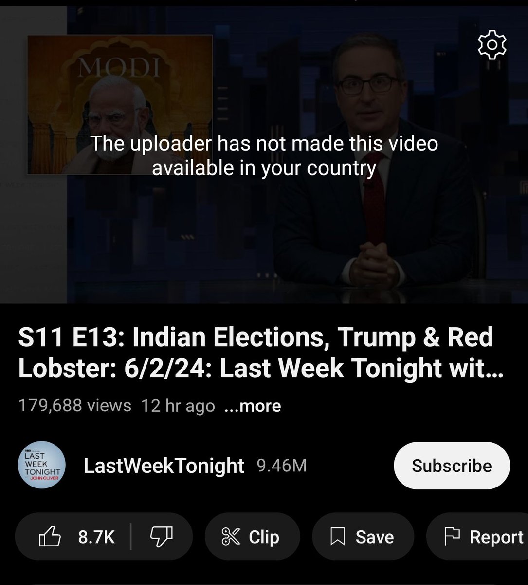 Though it is available on YouTube, People in India cannot watch this video.