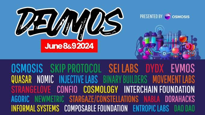Devmos (by <a href="/osmosiszone/">Osmosis 🧪</a>) is this weekend, June 8-9th, in NYC, and we have 3 <a href="/SkipEngs/">Skip Engineering</a> on deck for talks!

📬 June 8th, 10:45 am EST - Tackling Interchain Communication - Zachary Becker

🗳️ June 8th, 12:25 pm EST - Arbitrary Compute in Vote Extensions - David Terpay &amp; Nikhil Vasan