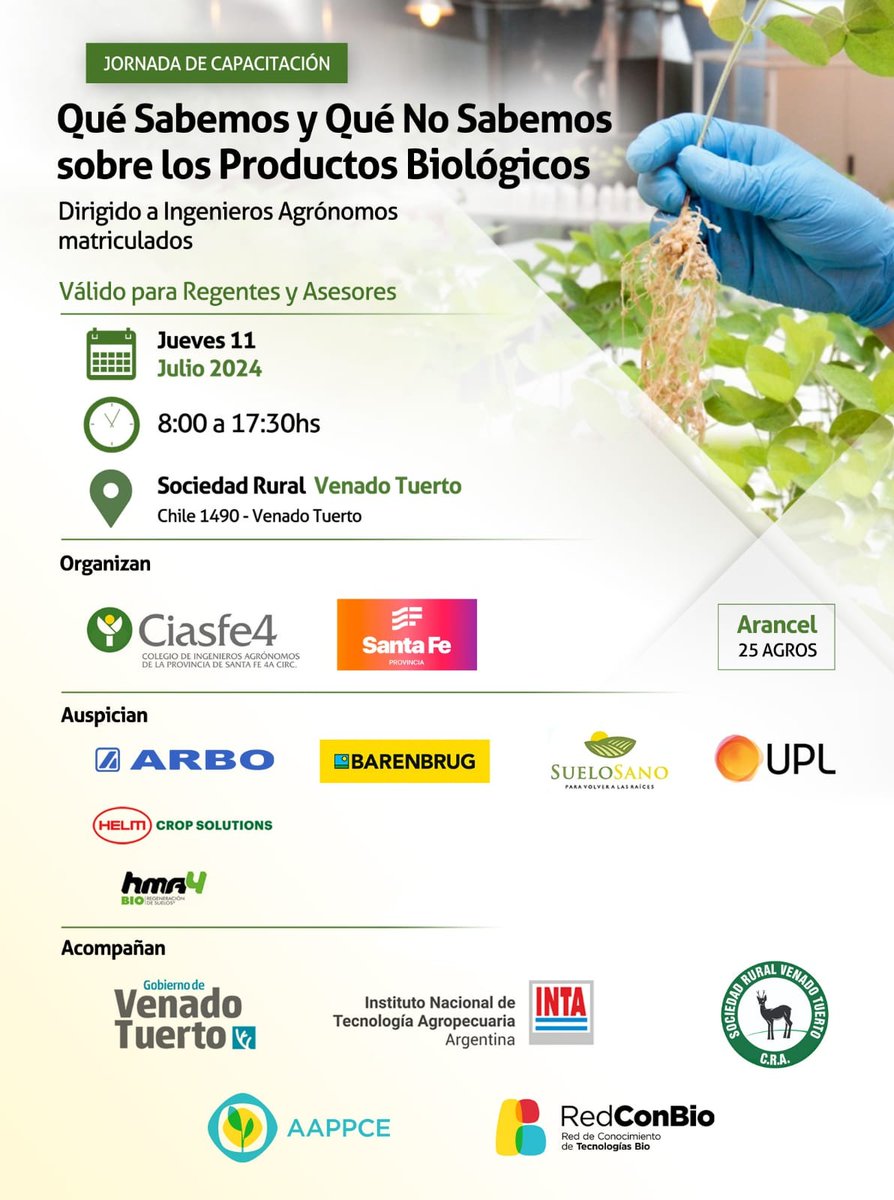 CiasfeIV's tweet photo. Jornada de Capacitación

Qué Sabemos y Qué No Sabemos sobre los Productos Biológicos

Jueves 11 de julio 2024 a las 8 AM
Presencial

Seguimos sumando interesados y te esperamos!

Inscripciones abiertas en este link:
https://t.co/STIJJOqYlb
¡Sumate! https://t.co/tCLC3UjofO
