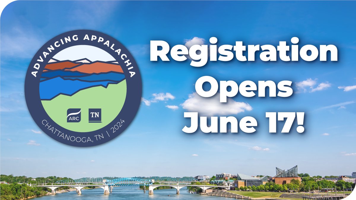 ARCgov's tweet photo. Mark your calendars! 📅 On June 17, we're opening registration for our 2024 annual conference, “Advancing Appalachia."
 
We hope you'll register to join us, @GovBillLee, @TNECD &amp; hundreds of others in Chattanooga, TN, Sept. 4-5! Until then, visit https://t.co/K2lMzgnxLe for more. https://t.co/JhHCHR45aD