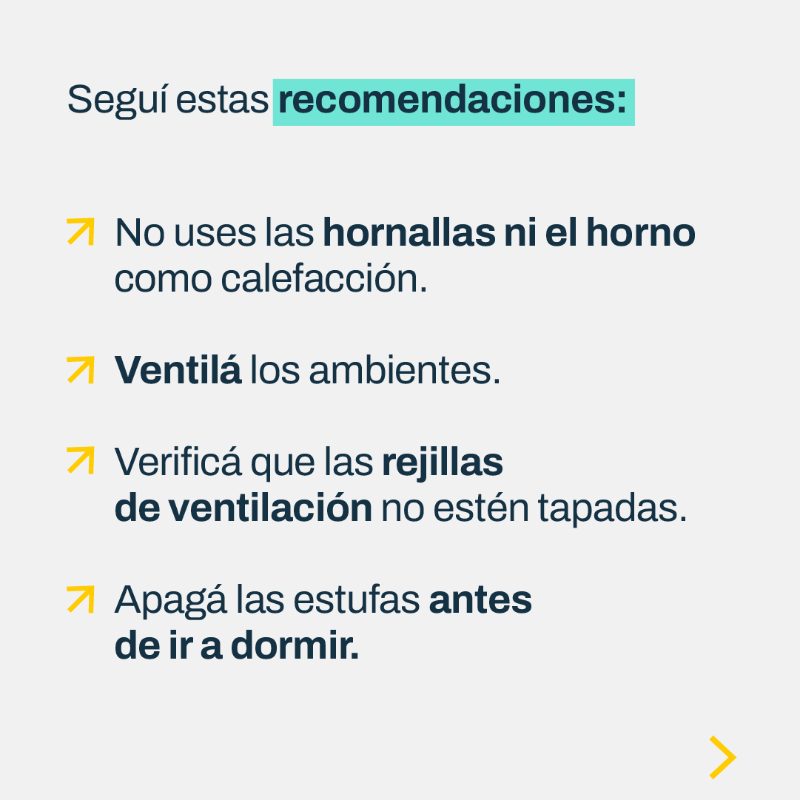 gcba's tweet photo. Prevení intoxicaciones, el monóxido de carbono es letal. Es un gas que se produce por la mala combustión del gas natural, la leña, el carbón o la nafta. En caso de emergencias, comunicate con el SAME al 107.