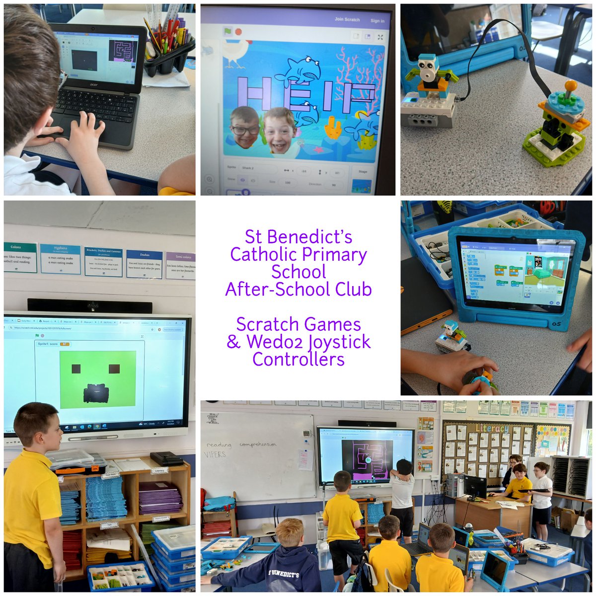 IzwizRobotics's tweet photo. Another fantastic after-school club today at @sbcps1 The children were busy coding games in #Scratch and even built their own #legowedo2 joysticks to control the sprites in their games. Brilliant work everyone! π
#computing #ComputingProviders #CodingJourney #gamesdesigner https://t.co/jHg7ZDsjGX