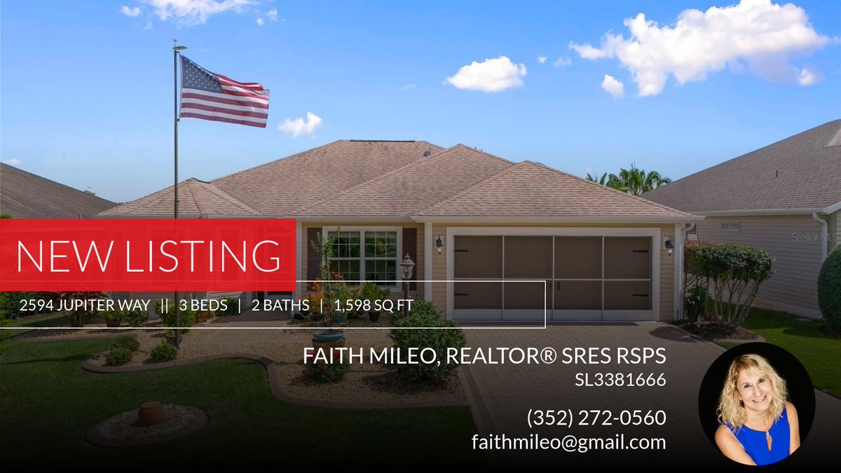 mrsmilezero's tweet photo. 📍 New Listing 📍 Take a look at this fantastic new property that just hit the market located at 2594 Jupiter Way in The Villages. Reach out here or at (352) 272-0560 for more information

Faith Mileo
Realtor®
SRES, RSPS
3... https://t.co/yZOLPxjcjU https://t.co/HJDXfyWicT