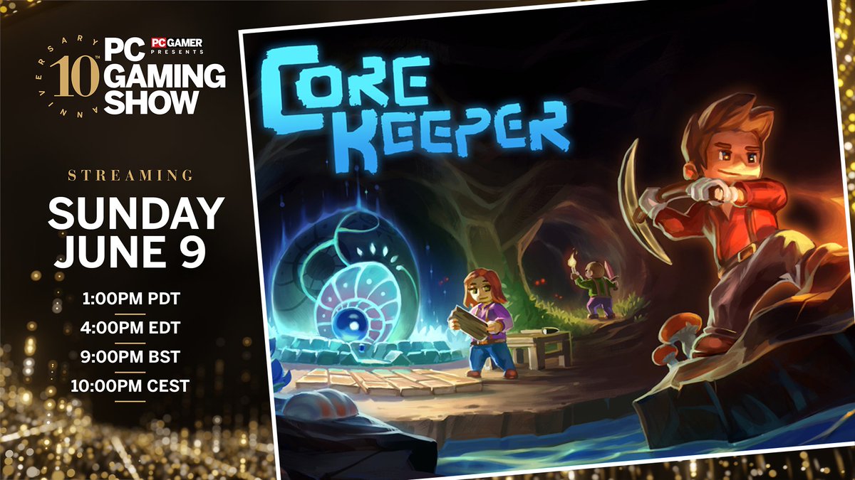 CoreKeeperGame's tweet photo. We'd be keeping our eyes on the PC Gaming Show this Sunday if we were you, Explorers 👀

Save the date: https://t.co/Rkb2ZO8IOr https://t.co/9YC5rS0Mar